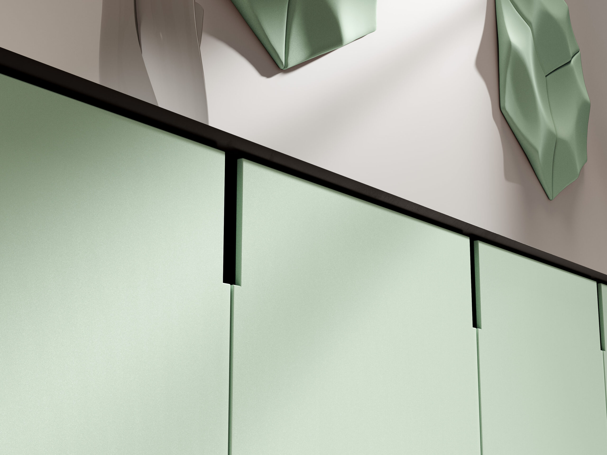 Detail van S214 Mint keukenfolie in een zachte groentint