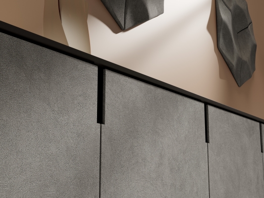 Middle Cement keukenwrap staal detail van cementlook structuur