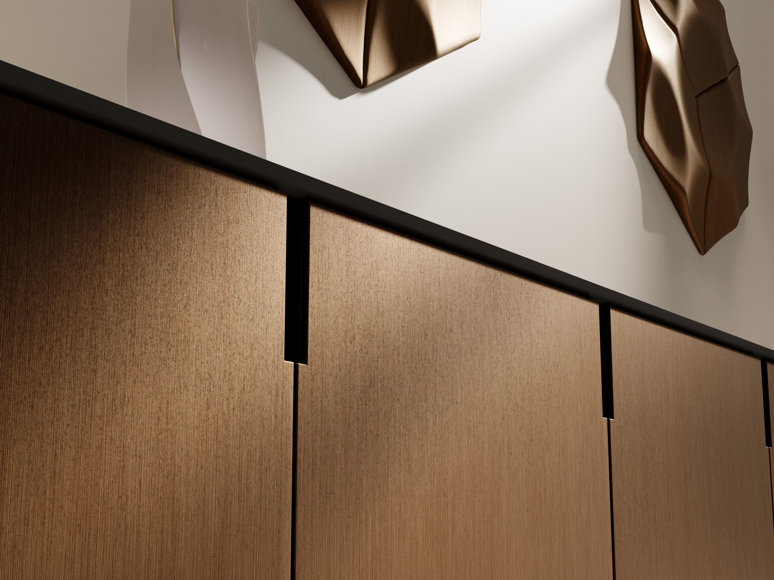 Detail van Solis Brass keukenwrap staal met brasslook structuur