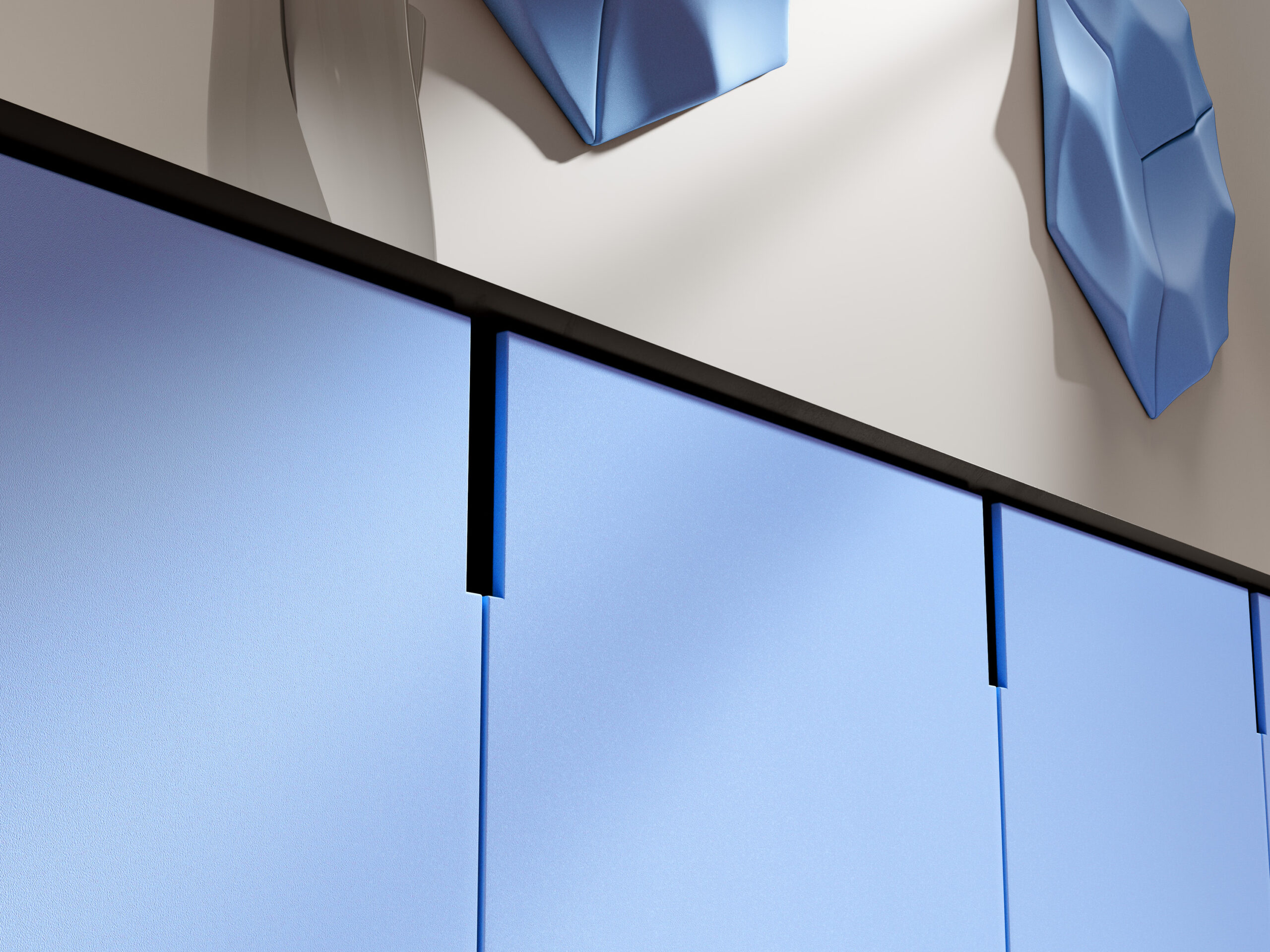 Detail van lichtblauwe S185 Balm Heaven keukenfolie