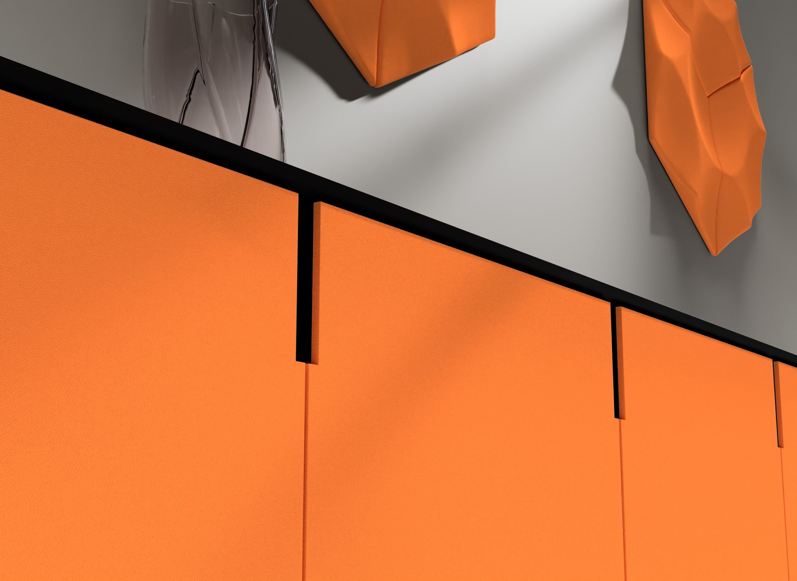 Detail van de egale oranje Apriora interieurfolie SC358