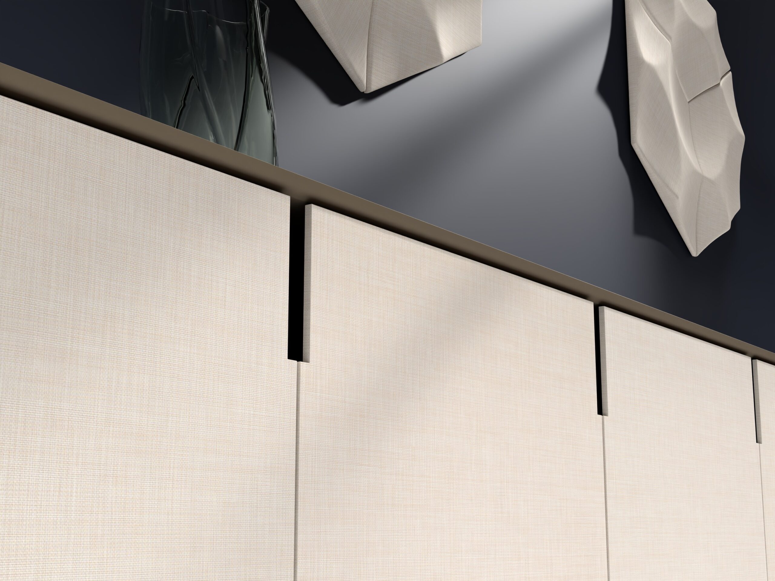 Detail van TE011 Woven Tana interieurfolie met textielstructuur