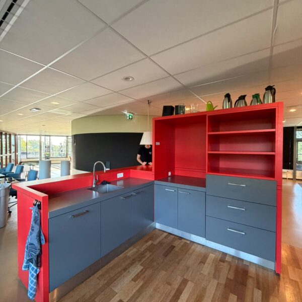 Rood blauwe keuken