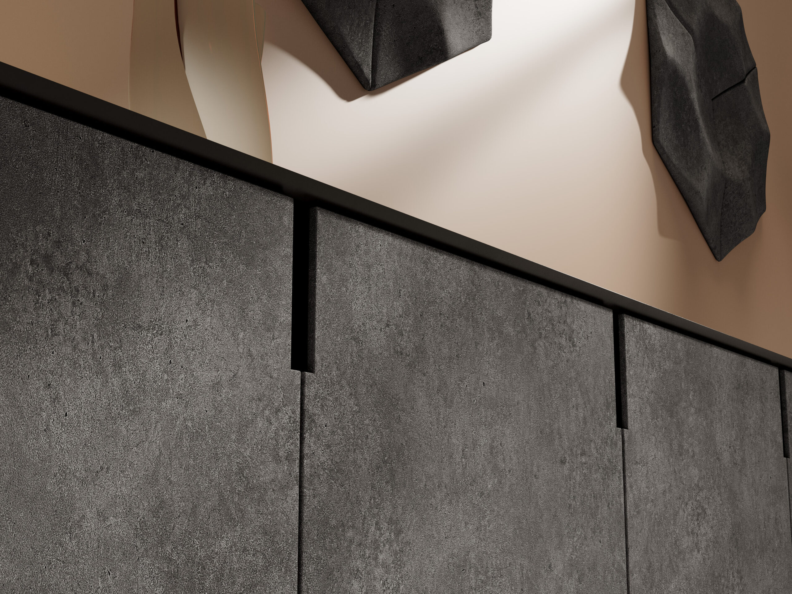 Detail van Rudis Dark 2.0 betonlook keukenwrap